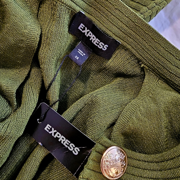 Express green skirt sweater set nwt XS bodycon - Picture 13 of 14